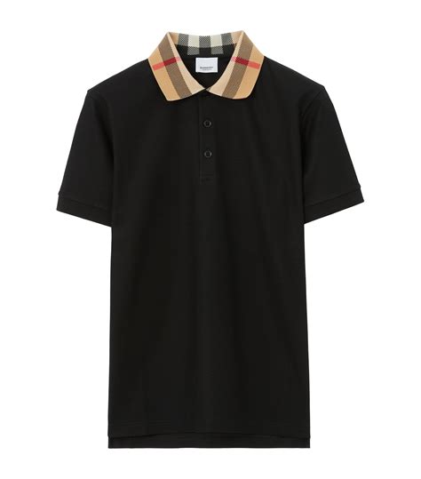 burberry polo shirt check 2160303-l|Check Collar Cotton Polo Shirt in Black .